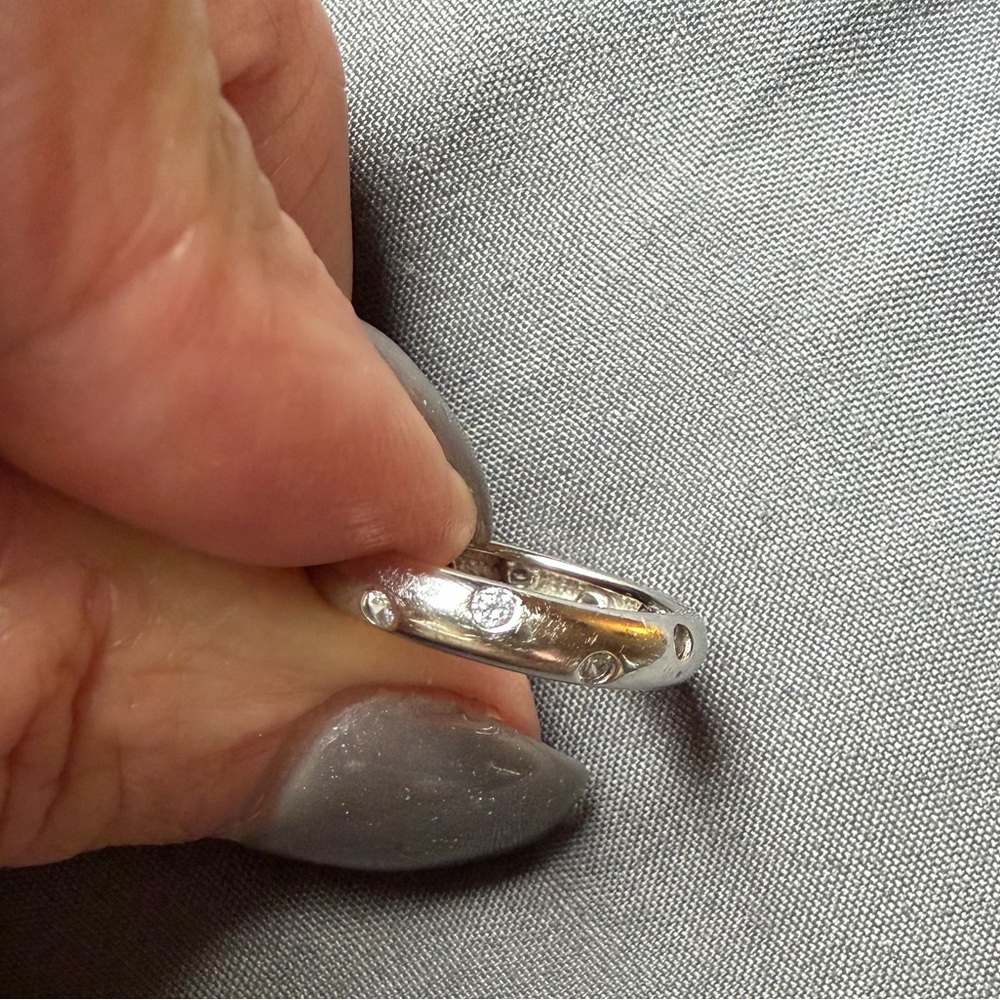 Bezel Set Diamonique Platinum Clad Wedding Band Option - Picture 4 of 5